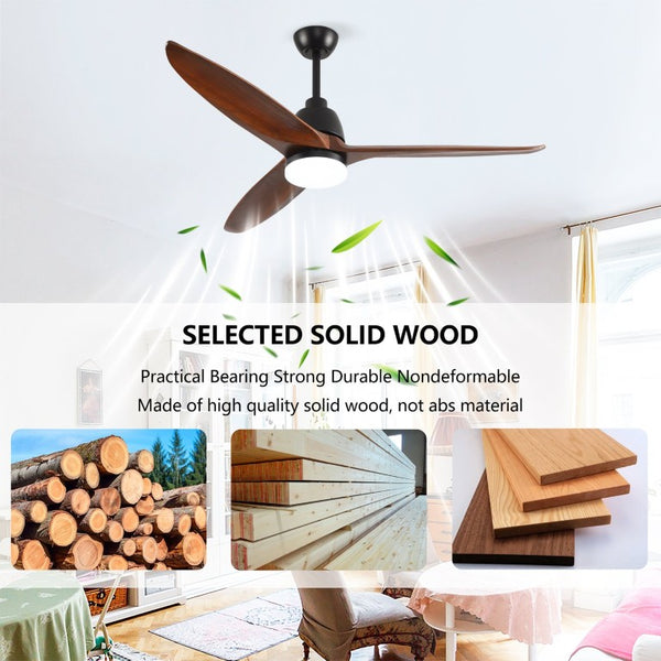 English Elm Hot 52 Inch Sycamore Wood Blade Ceiling Fan with Dimmable LED and Reversible DC Motor W2991P338633