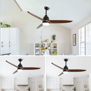 English Elm Hot 52 Inch Sycamore Wood Blade Ceiling Fan with Dimmable LED and Reversible DC Motor W2991P338633