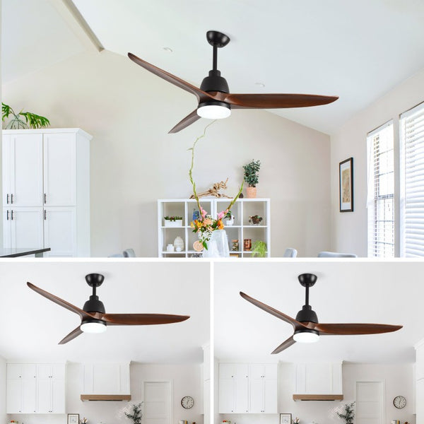 English Elm Hot 52 Inch Sycamore Wood Blade Ceiling Fan with Dimmable LED and Reversible DC Motor W2991P338633