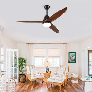 English Elm Hot 52 Inch Sycamore Wood Blade Ceiling Fan with Dimmable LED and Reversible DC Motor W2991P338633