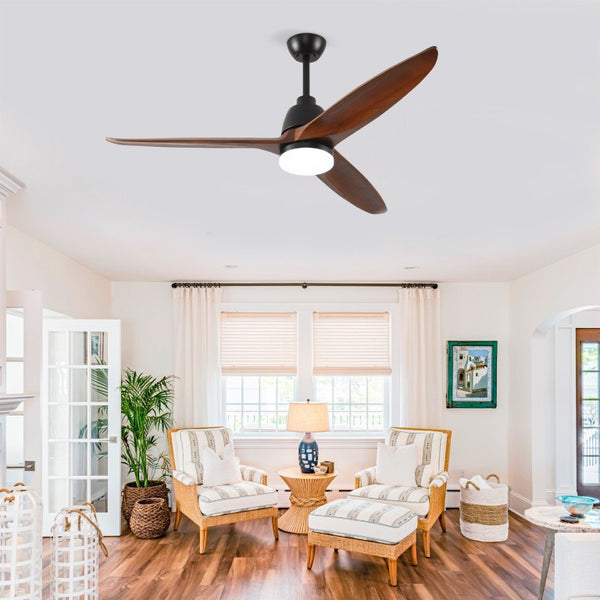 English Elm Hot 52 Inch Sycamore Wood Blade Ceiling Fan with Dimmable LED and Reversible DC Motor W2991P338633