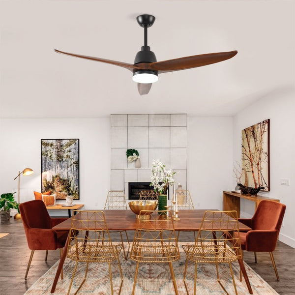English Elm Hot 52 Inch Sycamore Wood Blade Ceiling Fan with Dimmable LED and Reversible DC Motor W2991P338633