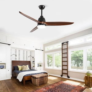 English Elm Hot 52 Inch Sycamore Wood Blade Ceiling Fan with Dimmable LED and Reversible DC Motor W2991P338633