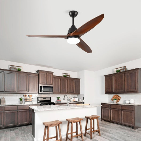 English Elm Hot 52 Inch Sycamore Wood Blade Ceiling Fan with Dimmable LED and Reversible DC Motor W2991P338633