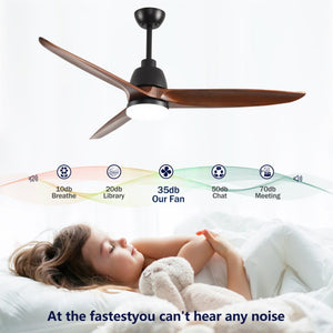 English Elm Hot 52 Inch Sycamore Wood Blade Ceiling Fan with Dimmable LED and Reversible DC Motor W2991P338633
