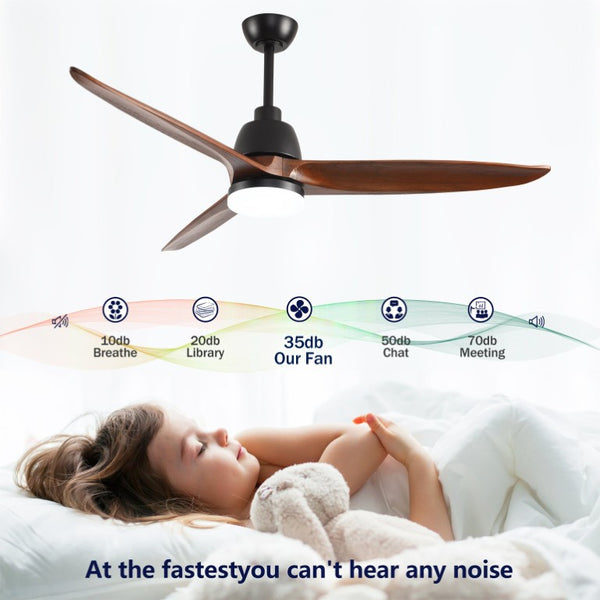 English Elm Hot 52 Inch Sycamore Wood Blade Ceiling Fan with Dimmable LED and Reversible DC Motor W2991P338633