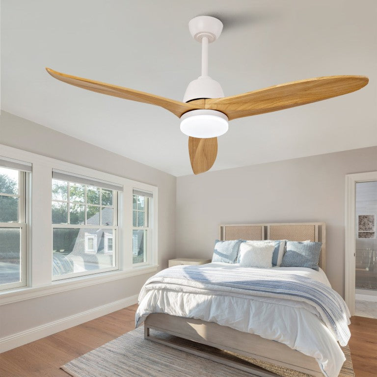 English Elm Hot 52 Inch Gold Ceiling Fan Sycamore Wood Blades Dimmable LED Remote DC Motor W2991P338634