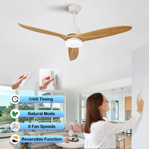 English Elm Hot 52 Inch Gold Ceiling Fan Sycamore Wood Blades Dimmable LED Remote DC Motor W2991P338634