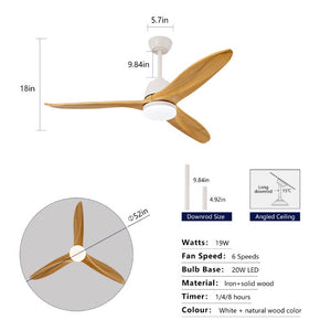 English Elm Hot 52 Inch Gold Ceiling Fan Sycamore Wood Blades Dimmable LED Remote DC Motor W2991P338634