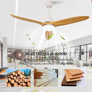 English Elm Hot 52 Inch Gold Ceiling Fan Sycamore Wood Blades Dimmable LED Remote DC Motor W2991P338634
