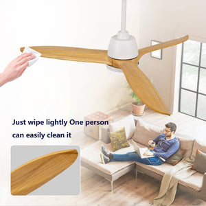 English Elm Hot 52 Inch Gold Ceiling Fan Sycamore Wood Blades Dimmable LED Remote DC Motor W2991P338634