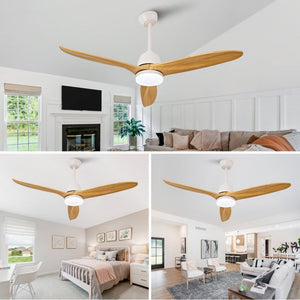 English Elm Hot 52 Inch Gold Ceiling Fan Sycamore Wood Blades Dimmable LED Remote DC Motor W2991P338634