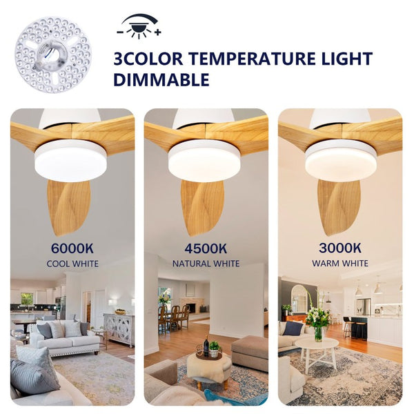 English Elm Hot 52 Inch Gold Ceiling Fan Sycamore Wood Blades Dimmable LED Remote DC Motor W2991P338634