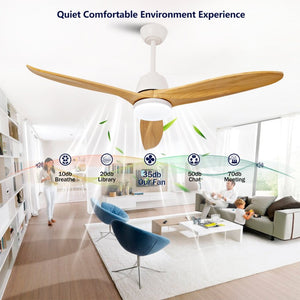 English Elm Hot 52 Inch Gold Ceiling Fan Sycamore Wood Blades Dimmable LED Remote DC Motor W2991P338634