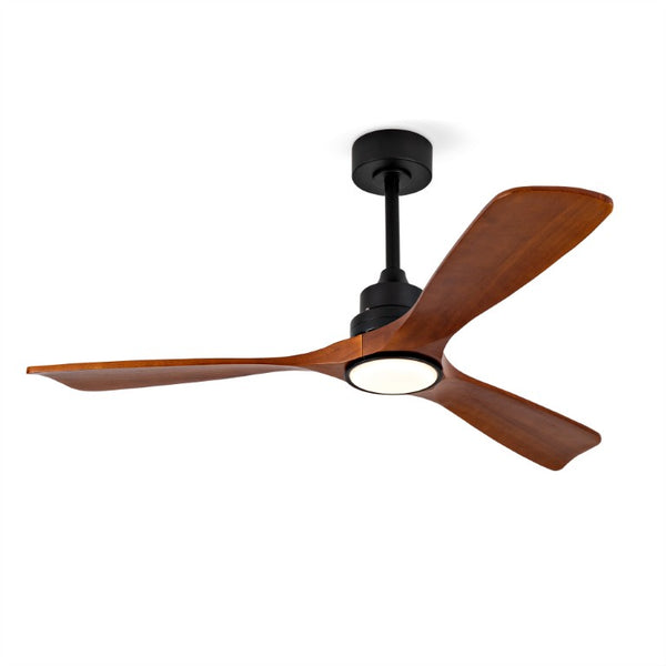 English Elm Hot 52 Inch Black Ceiling Fan Sycamore Wood Blades Dimmable LED Copper DC Motor W2991P338635
