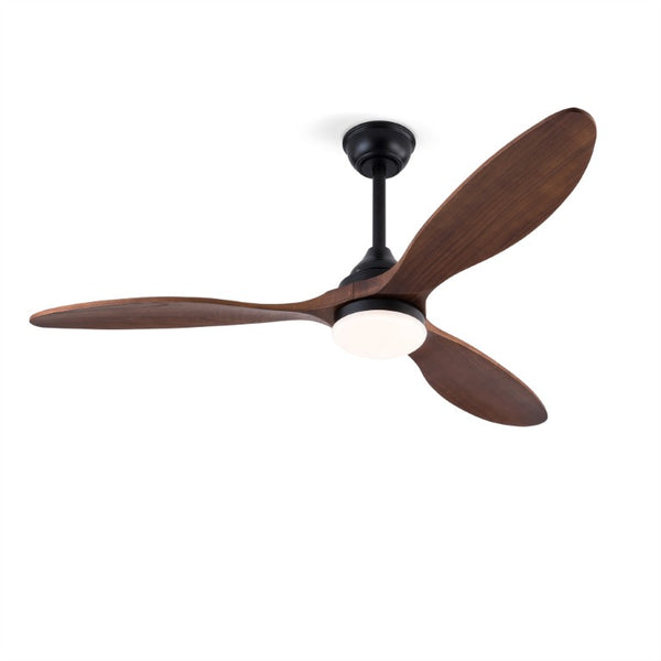 English Elm Hot 52 Inch Black Ceiling Fan Sycamore Wood Blades Dimmable LED Remote DC Motor W2991P338637
