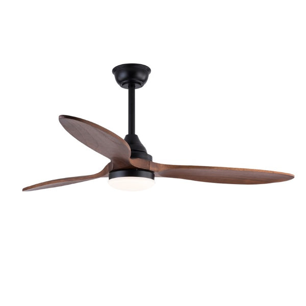 English Elm Hot 52 Inch Black Ceiling Fan Sycamore Wood Blades Dimmable LED Remote DC Motor W2991P338637