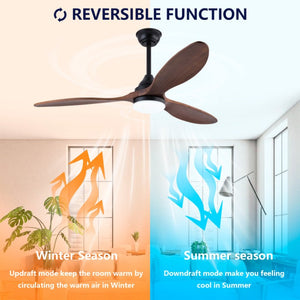 English Elm Hot 52 Inch Black Ceiling Fan Sycamore Wood Blades Dimmable LED Remote DC Motor W2991P338637