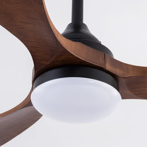 English Elm Hot 52 Inch Black Ceiling Fan Sycamore Wood Blades Dimmable LED Remote DC Motor W2991P338637