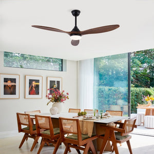 English Elm Hot 52 Inch Black Ceiling Fan Sycamore Wood Blades Dimmable LED Remote DC Motor W2991P338637