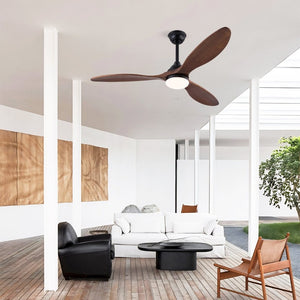 English Elm Hot 52 Inch Black Ceiling Fan Sycamore Wood Blades Dimmable LED Remote DC Motor W2991P338637
