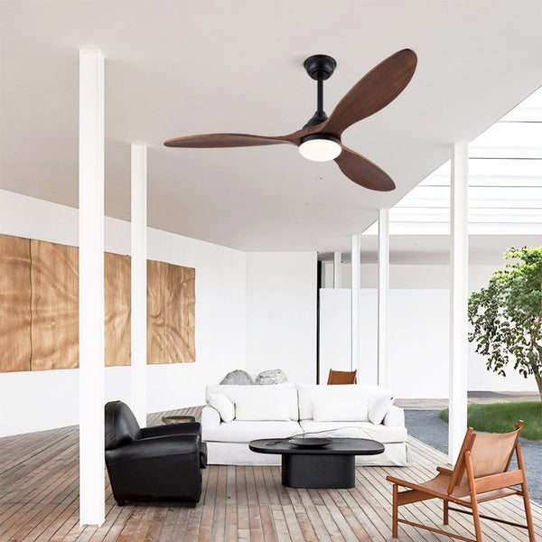 English Elm Hot 52 Inch Black Ceiling Fan Sycamore Wood Blades Dimmable LED Remote DC Motor W2991P338637