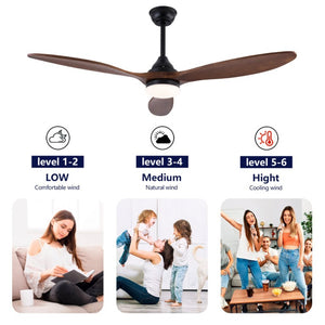 English Elm Hot 52 Inch Black Ceiling Fan Sycamore Wood Blades Dimmable LED Remote DC Motor W2991P338637