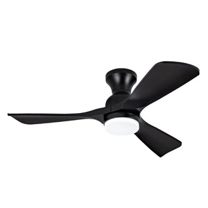 English Elm Hot 42 Inch Flush Mount Ceiling Fan Matte Black ABS Blades Dimmable Light DC Motor W2991P338640