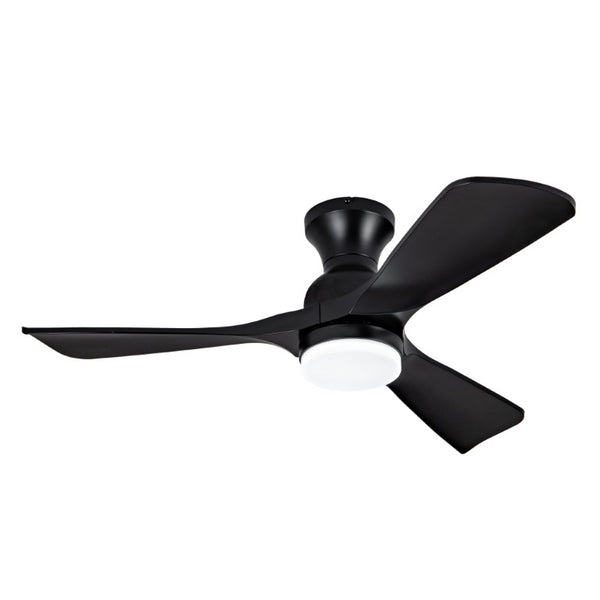 English Elm Hot 42 Inch Flush Mount Ceiling Fan Matte Black ABS Blades Dimmable Light DC Motor W2991P338640