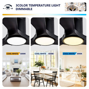 English Elm Hot 42 Inch Flush Mount Ceiling Fan with Dimmable Light DC Motor Remote Six Speed Black - A W2991P338641