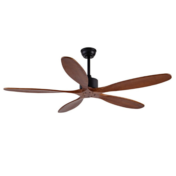 English Elm New 60 Inch Sycamore Wood Blade Ceiling Fan with LED Light and Reversible DC Motor Black + Dark Walnut 5 Blades W2991P343746