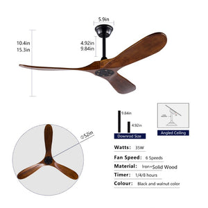 English Elm 52 Inch Indoor Outdoor Ceiling Fan with Solid Wood Blades Quiet DC Motor and Remote W2991P396363