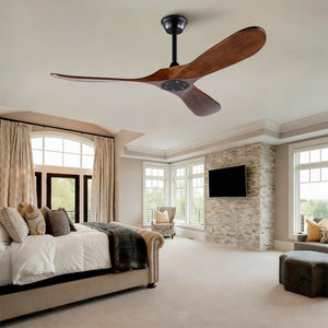 English Elm 52 Inch Indoor Outdoor Ceiling Fan with Solid Wood Blades Quiet DC Motor and Remote W2991P396363