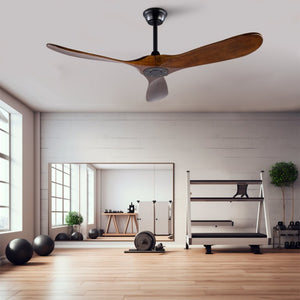 English Elm 52 Inch Indoor Outdoor Ceiling Fan with Solid Wood Blades Quiet DC Motor and Remote W2991P396363