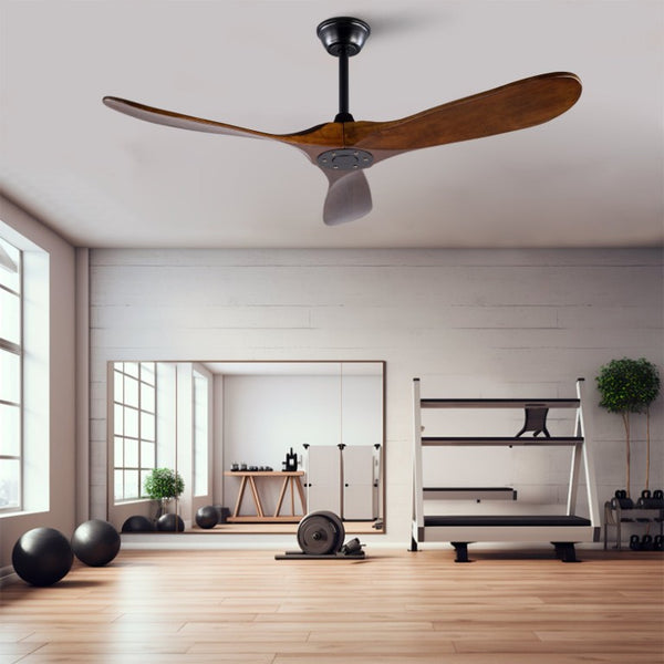 English Elm 52 Inch Indoor Outdoor Ceiling Fan with Solid Wood Blades Quiet DC Motor and Remote W2991P396363