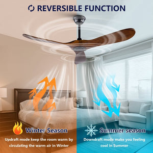 English Elm 52 Inch Indoor Outdoor Ceiling Fan with Solid Wood Blades Quiet DC Motor and Remote W2991P396363