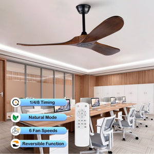 English Elm 52 Inch Indoor Outdoor Ceiling Fan with Solid Wood Blades Quiet DC Motor and Remote W2991P396363