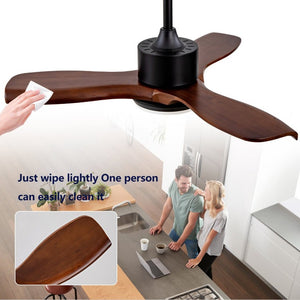 English Elm 36 Inch Paulownia Wood Blade Ceiling Fan with LED Light and Quiet DC Motor for Indoor Outdoor W2991P396628
