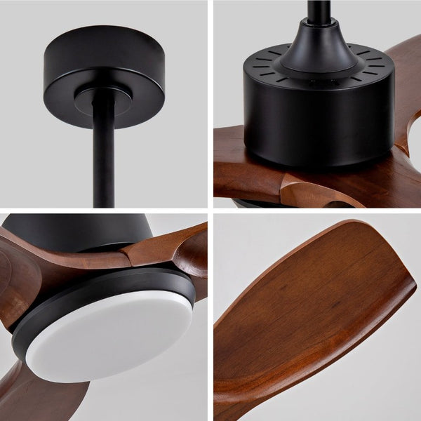 English Elm 36 Inch Paulownia Wood Blade Ceiling Fan with LED Light and Quiet DC Motor for Indoor Outdoor W2991P396628