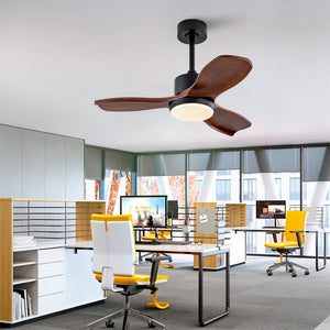 English Elm 36 Inch Paulownia Wood Blade Ceiling Fan with LED Light and Quiet DC Motor for Indoor Outdoor W2991P396628