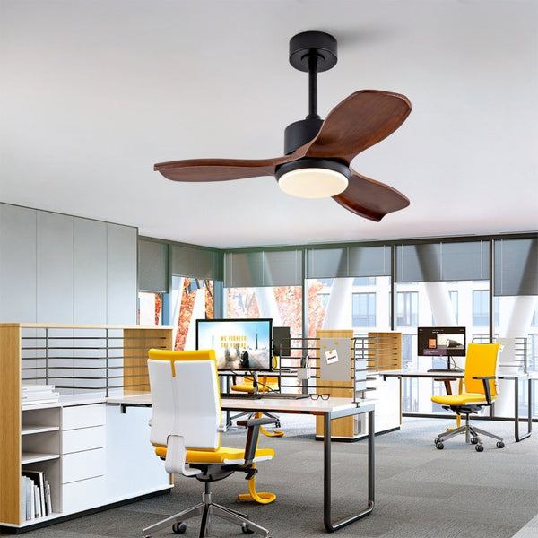 English Elm 36 Inch Paulownia Wood Blade Ceiling Fan with LED Light and Quiet DC Motor for Indoor Outdoor W2991P396628