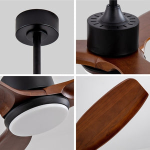 English Elm 42 Inch Paulownia Wood Blade Ceiling Fan with LED Light and Quiet DC Motor Indoor Outdoor W2991P396647