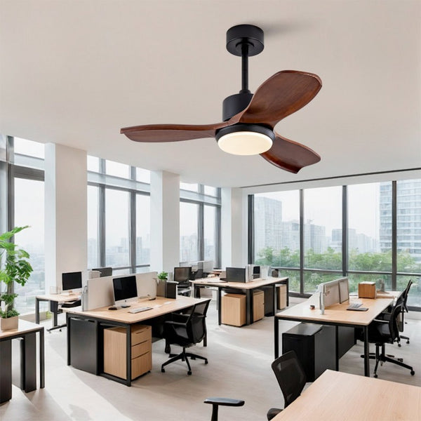 English Elm 42 Inch Paulownia Wood Blade Ceiling Fan with LED Light and Quiet DC Motor Indoor Outdoor W2991P396647