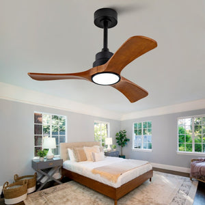 English Elm New 36 Inch Walnut Blade Ceiling Fan with LED Light and Silent DC Motor for Bedrooms W2991P396663