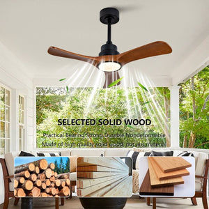 English Elm New 36 Inch Walnut Blade Ceiling Fan with LED Light and Silent DC Motor for Bedrooms W2991P396663