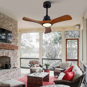 English Elm New 36 Inch Walnut Blade Ceiling Fan with LED Light and Silent DC Motor for Bedrooms W2991P396663