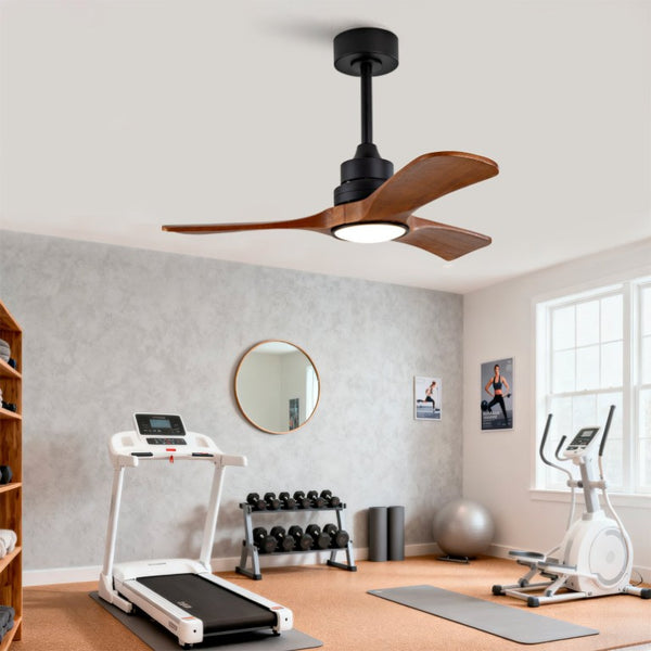 English Elm New 36 Inch Walnut Blade Ceiling Fan with LED Light and Silent DC Motor for Bedrooms W2991P396663