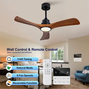 English Elm New 42 Inch Solid Walnut Blade Ceiling Fan with LED Light and Quiet DC Motor W2991P396664