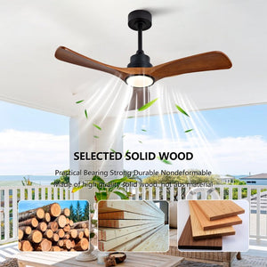 English Elm New 42 Inch Solid Walnut Blade Ceiling Fan with LED Light and Quiet DC Motor W2991P396664