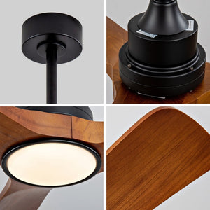 English Elm New 42 Inch Solid Walnut Blade Ceiling Fan with LED Light and Quiet DC Motor W2991P396664